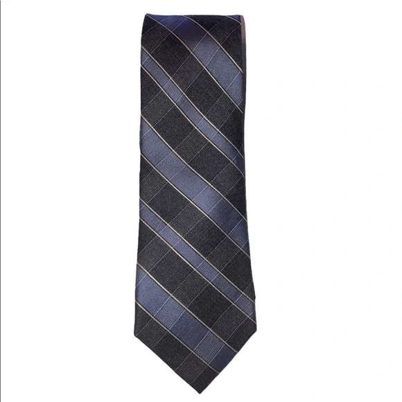 MICHAEL Michael Kors blue plaid checked silk blend tie - Picture 2 of 5